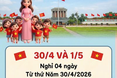 THÔNG BÁO LỊCH NGHỈ LỄ 30/4/2026 VÀ 01/5/2026